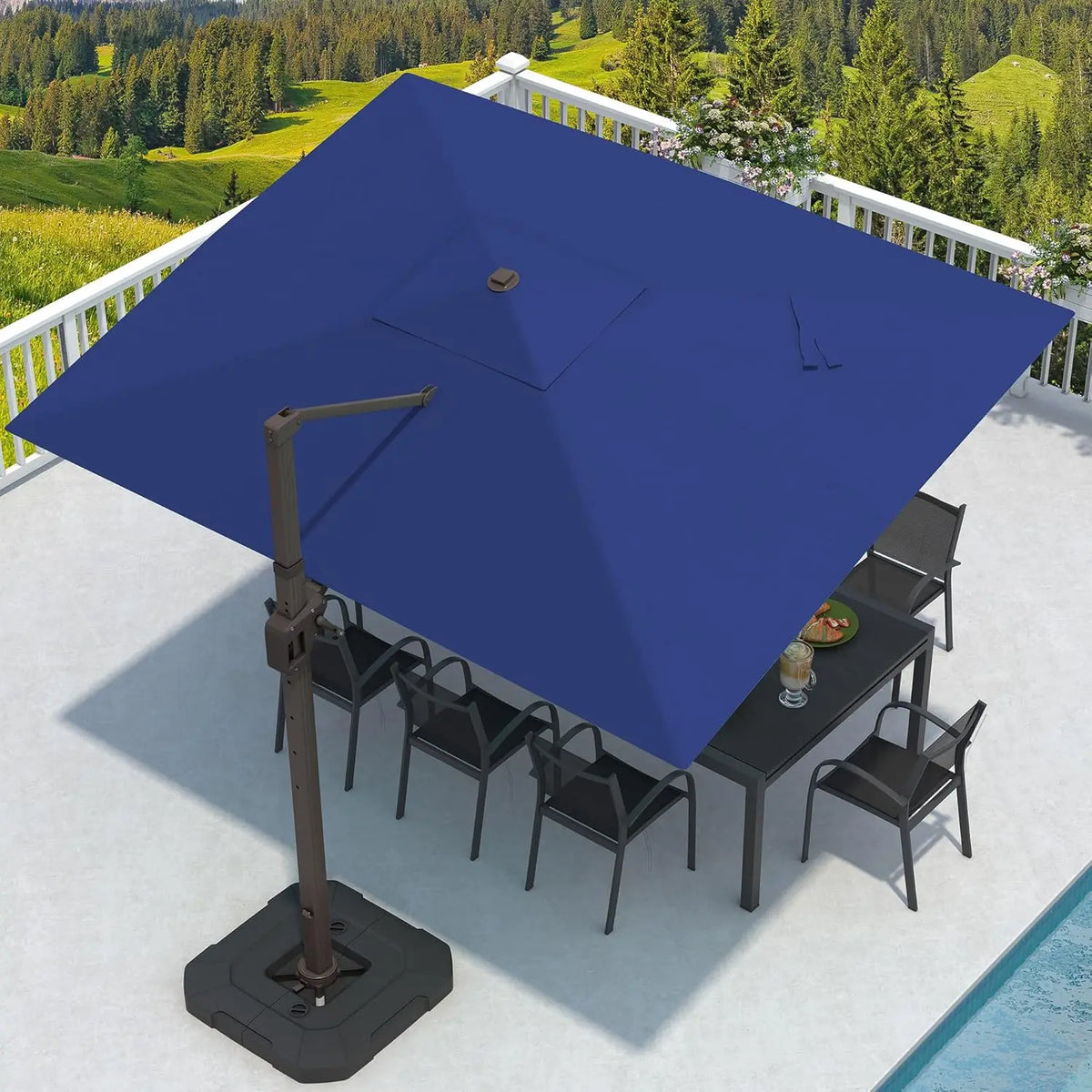 Rectangular Cantilever Patio Umbrella With Aluminum Base And Tilt