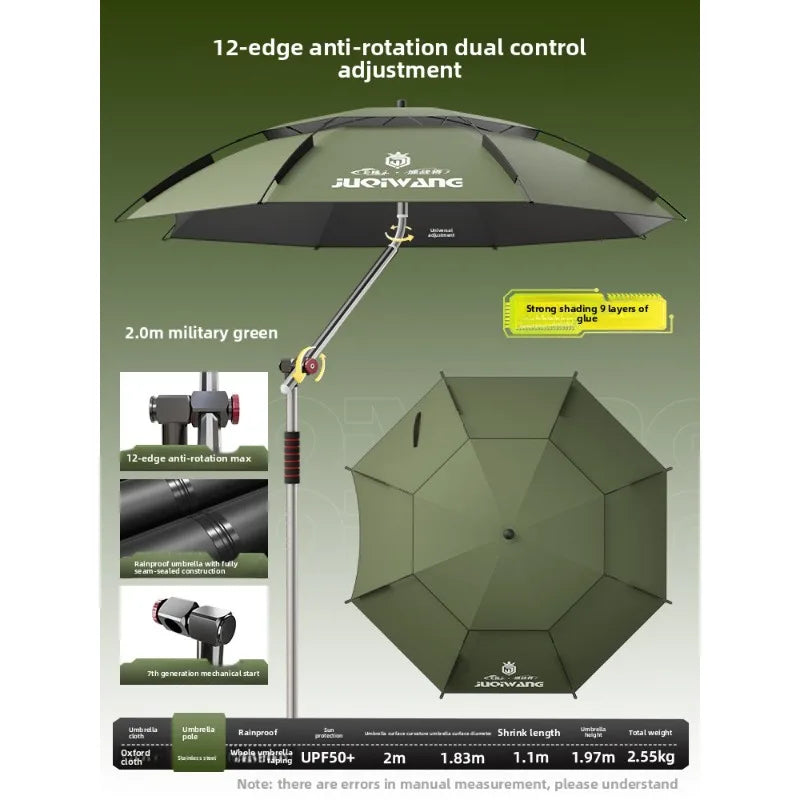 Outdoor 360 Rotatable Fishing Umbrella Waterproof Sunshade For Camping