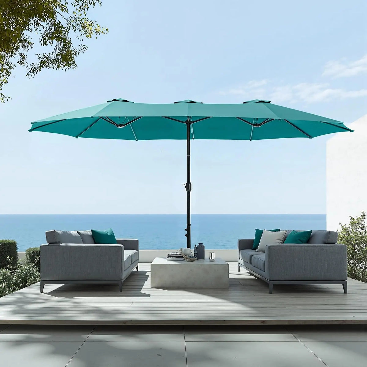 Stainless Steel Heavy Duty Rectangular Patio Umbrella