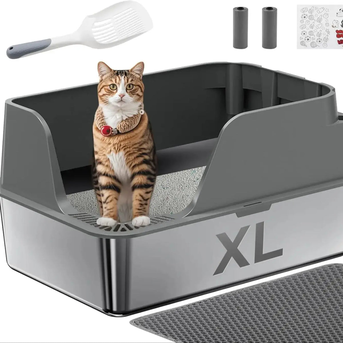 Stainless Steel Cat Litter Box With Leak Proof Splash Proof Design