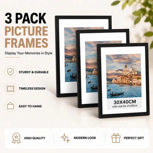 Aluminum Picture Frames Set of 3 Modern Minimalist Wall Art