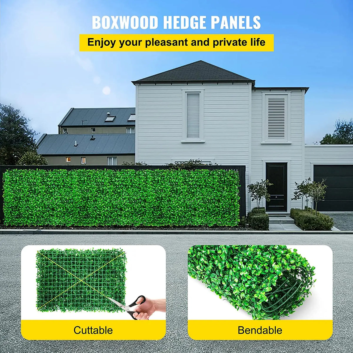 SucceBuy Artificial Boxwood Hedge Wall Panels For Privacy Backdrop