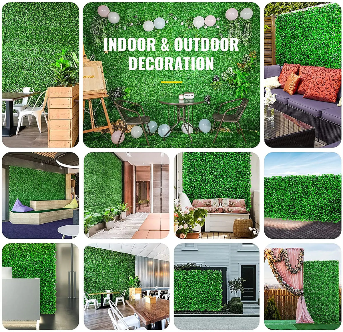 SucceBuy Artificial Boxwood Hedge Wall Panels For Privacy Backdrop