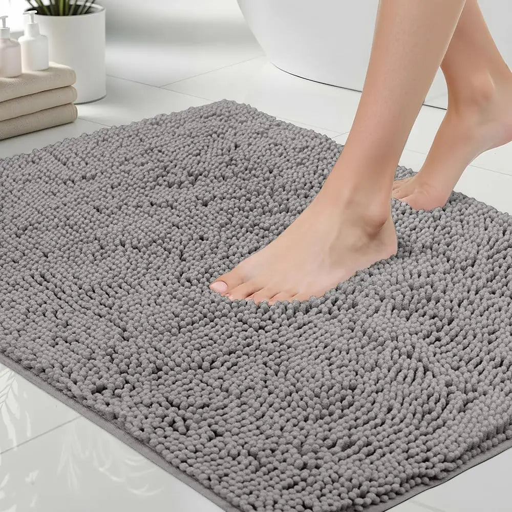 Chenille Bath Rug Absorbent Non Slip Mat Quick Dry Microfiber