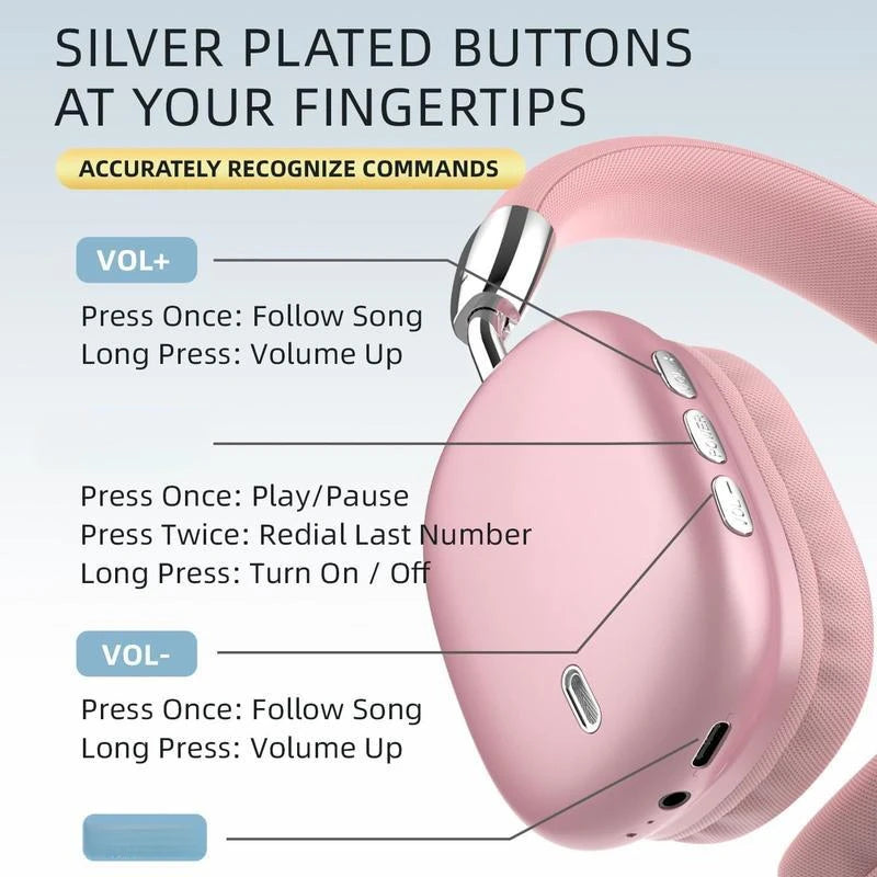 Wireless Bluetooth Headphones With Noise Cancellation And Foldable Design
