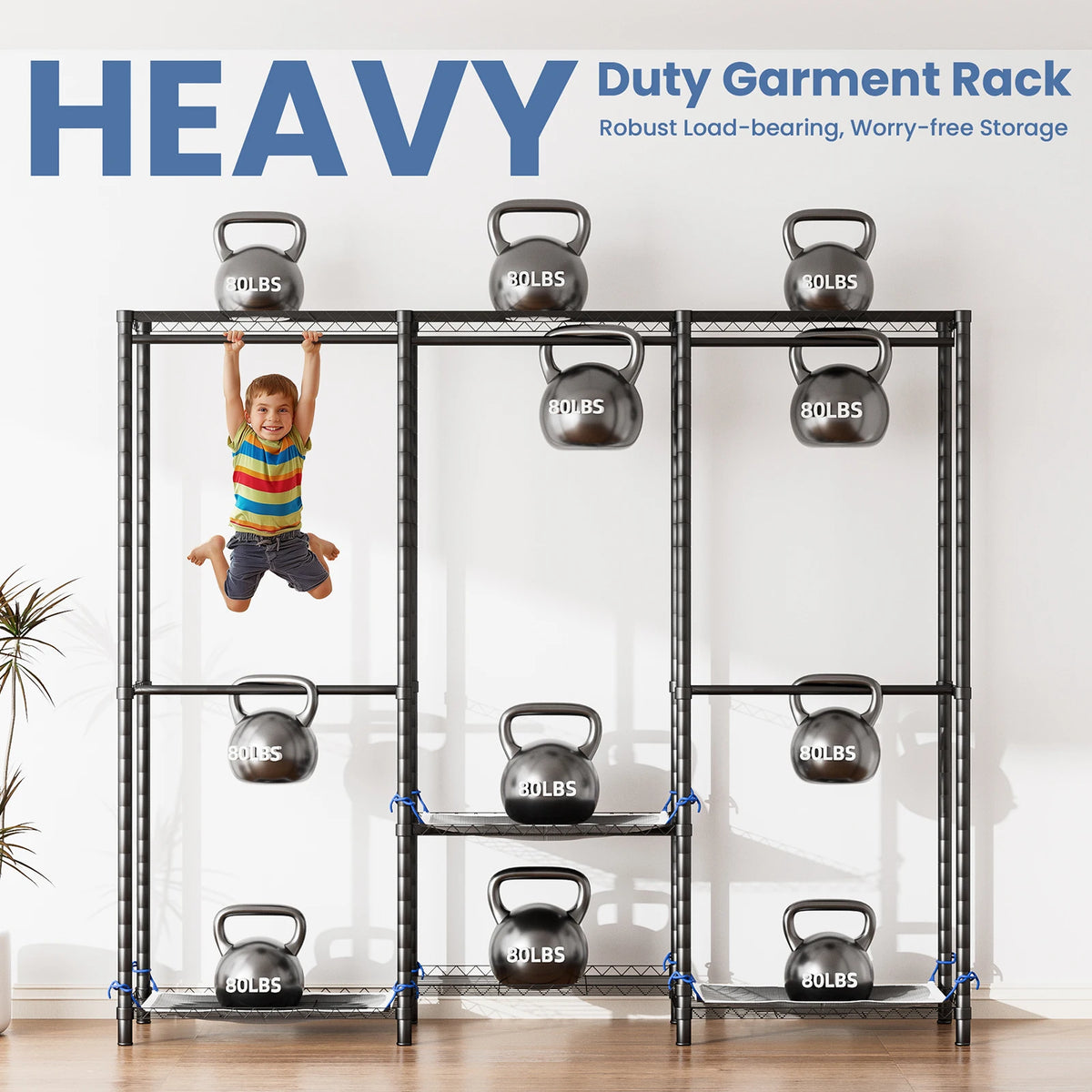 Heavy Duty Metal Freestanding Clothes Rack And Closet Storage Organizer