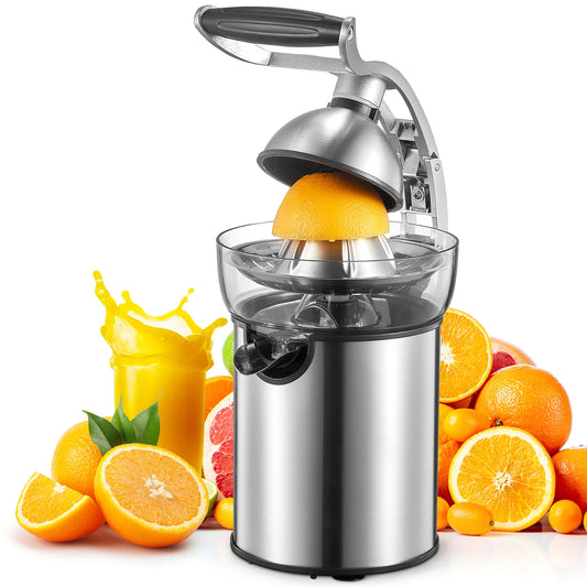 Electric Citrus Juicer With Interchangeable Cones And Zinc Alloy Shell