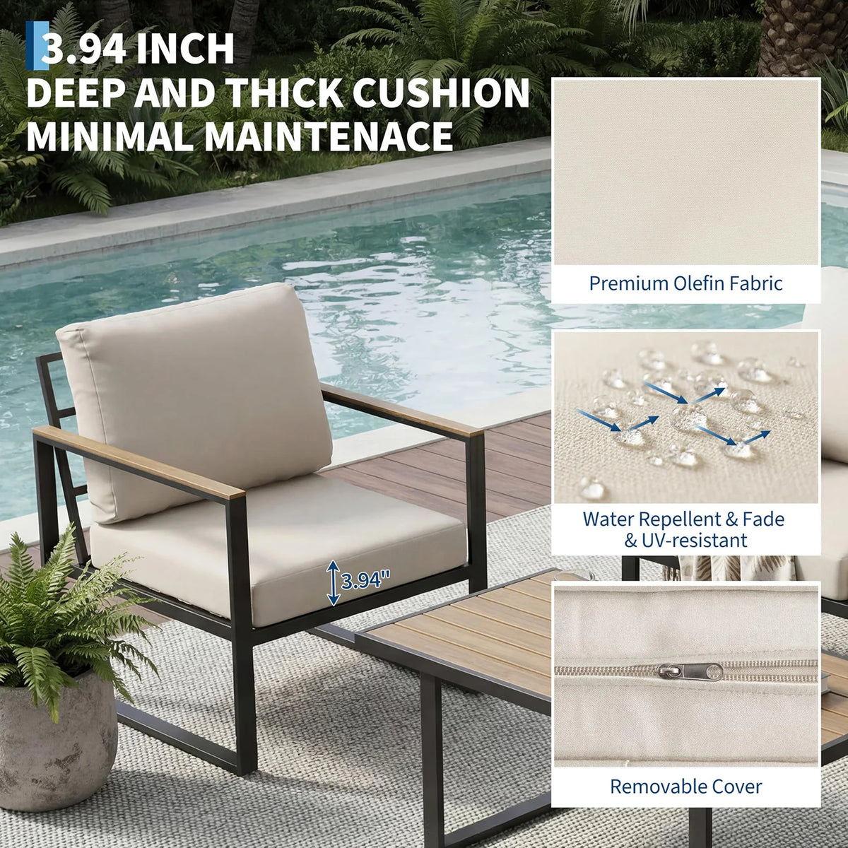 HobbyLane 4 Piece Outdoor Conversation Sofa Set With Coffee Table