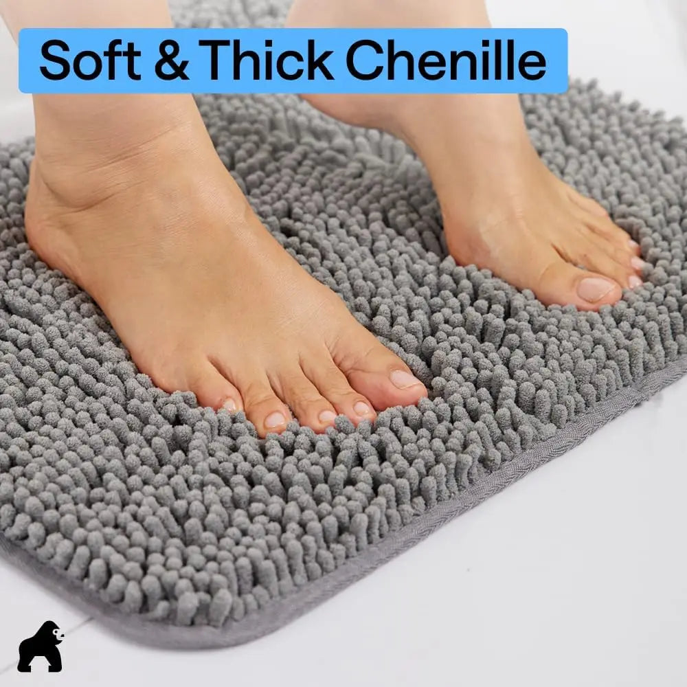 Chenille Bath Rug Absorbent Non Slip Mat Quick Dry Microfiber