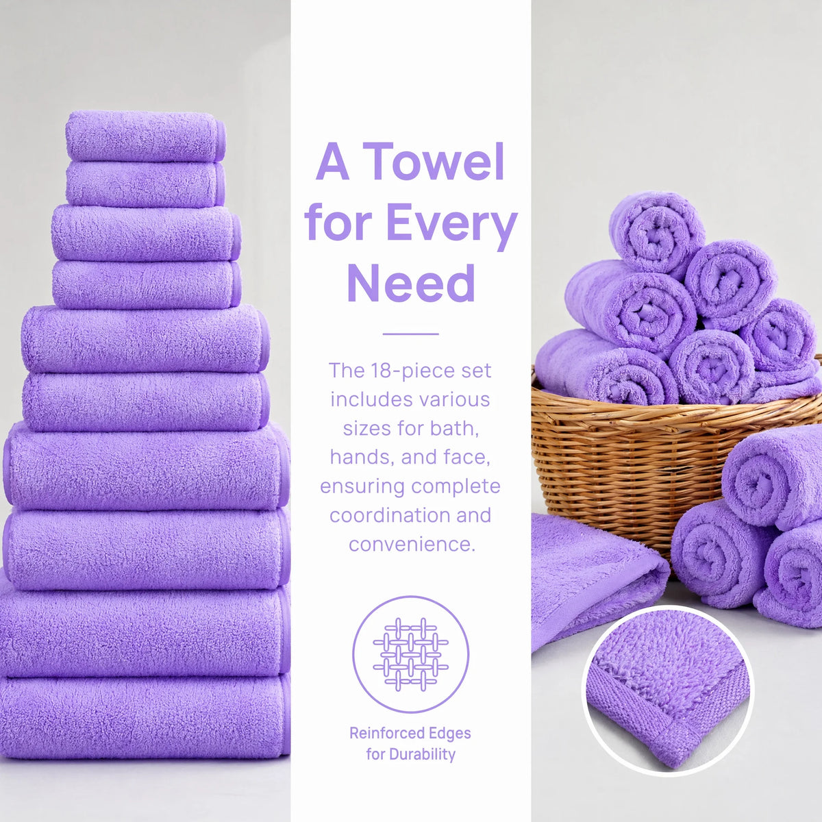 Ultra Soft Microfiber Bath Towel Set With Washcloths