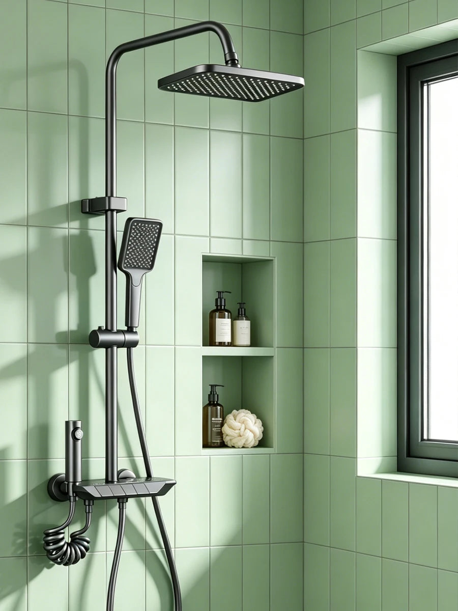 Quyanre 4 Way Piano Shower System With Rain Shower Bidet
