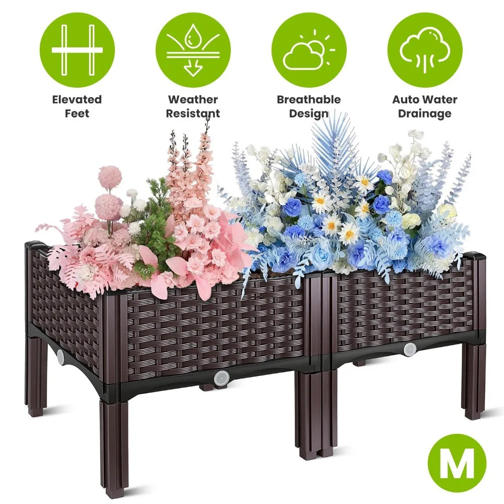 Raised Garden Bed Self Watering Planter Box For Outdoors