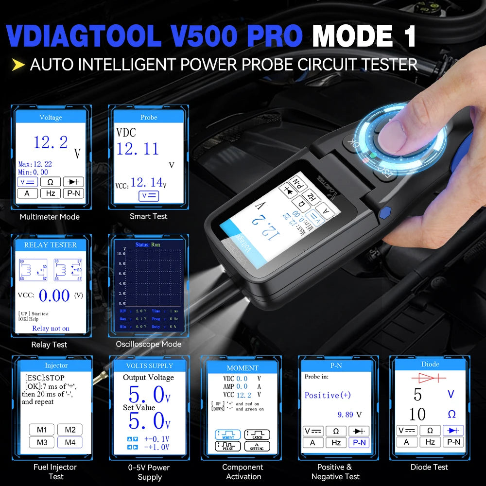 VDIAGTOOL V500PRO 2 In 1 Automotive Power Probe With Multimeter Injector Test
