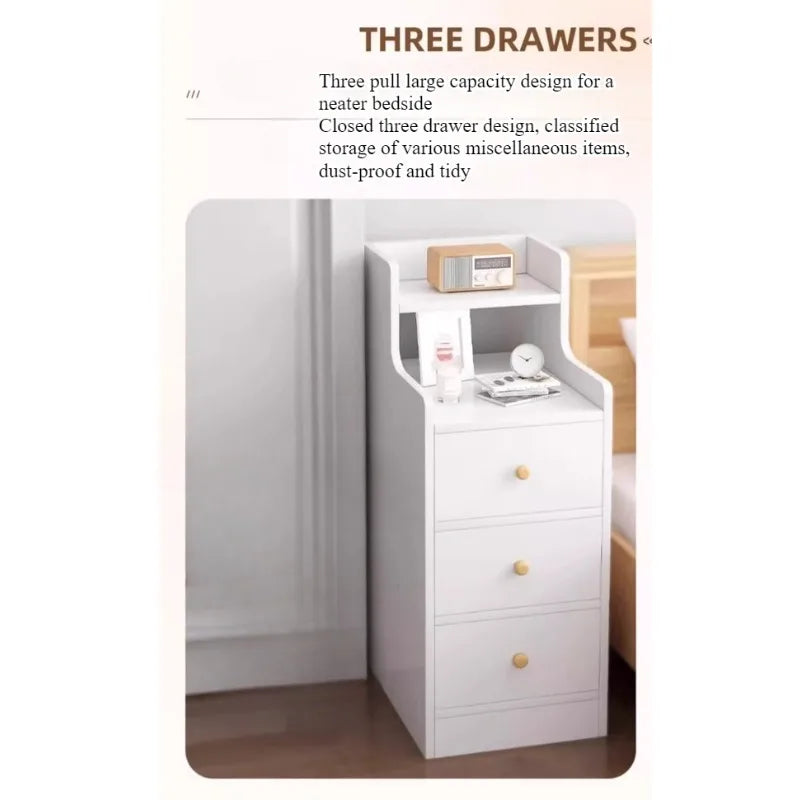 Liushaduola Modern Wooden Nightstand Slim Space Saving Bedside Table