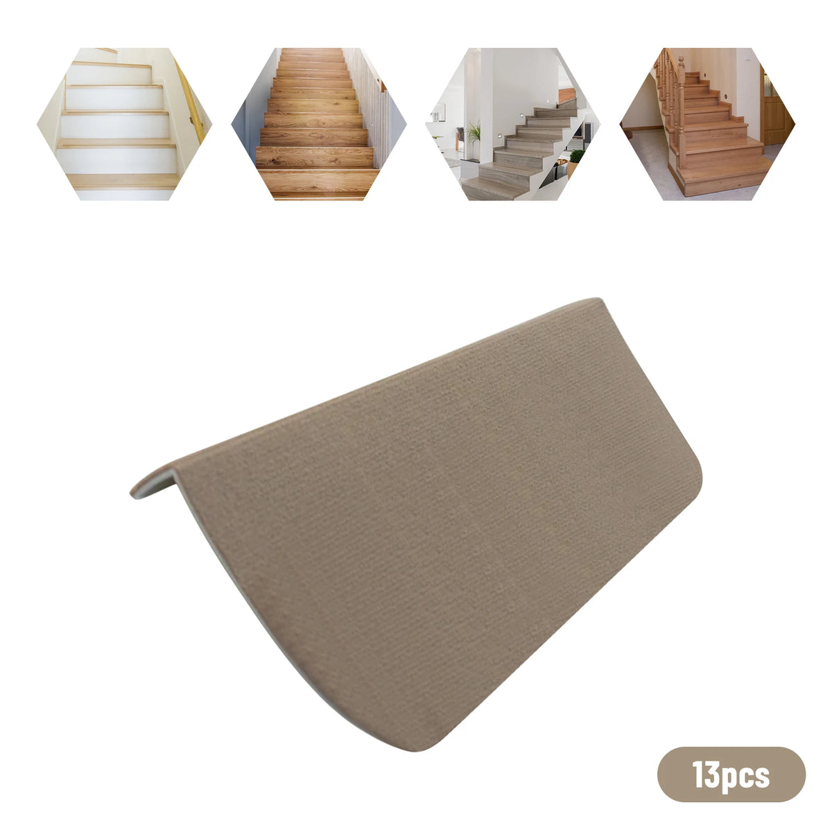 Bymaocar Non Slip Polyester Carpet Stair Treads Set