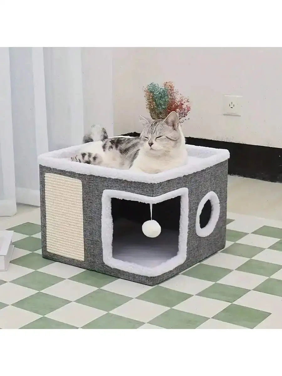 Multi-Level Cat House 4-Season With Bed and Toys