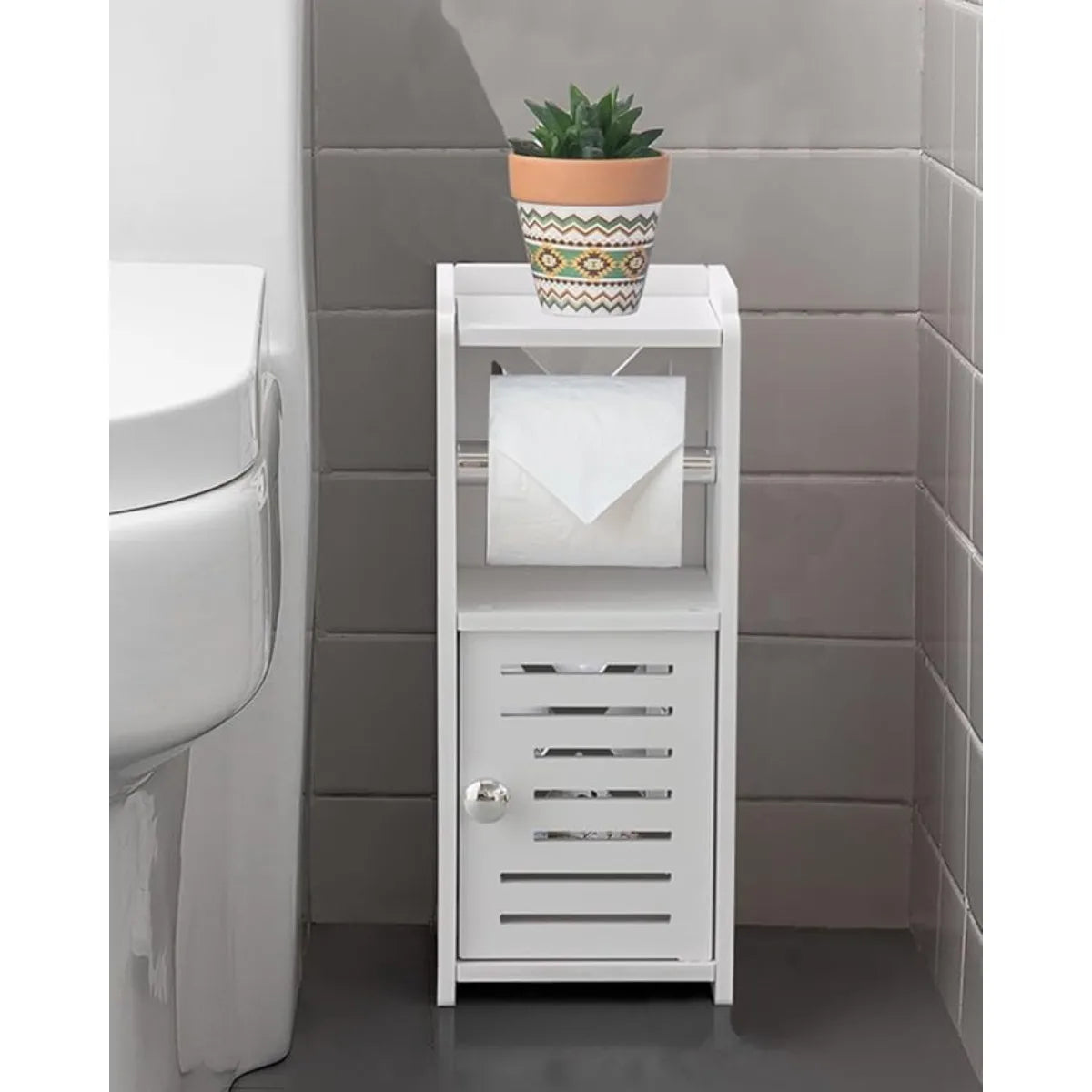 XIUWO Free Standing Toilet Paper Holder Stand PVC Bathroom Cabinet