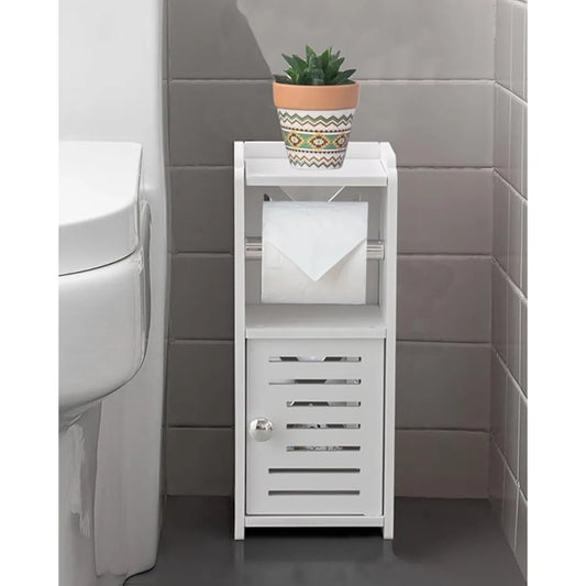XIUWO Free Standing Toilet Paper Holder Stand PVC Bathroom Cabinet