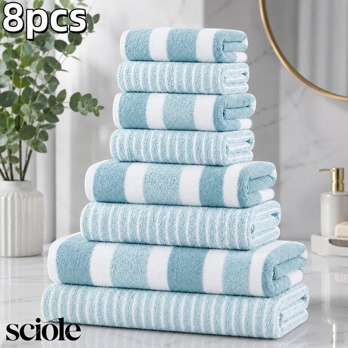 Ultra Absorbent 8 Piece Microfiber Towel Set Bathroom Spa Hotel
