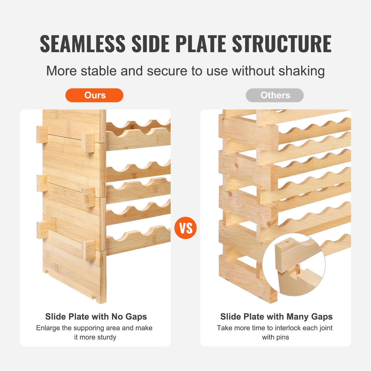SucceBuy Bamboo Stackable Modular Wine Rack Free Standing Display