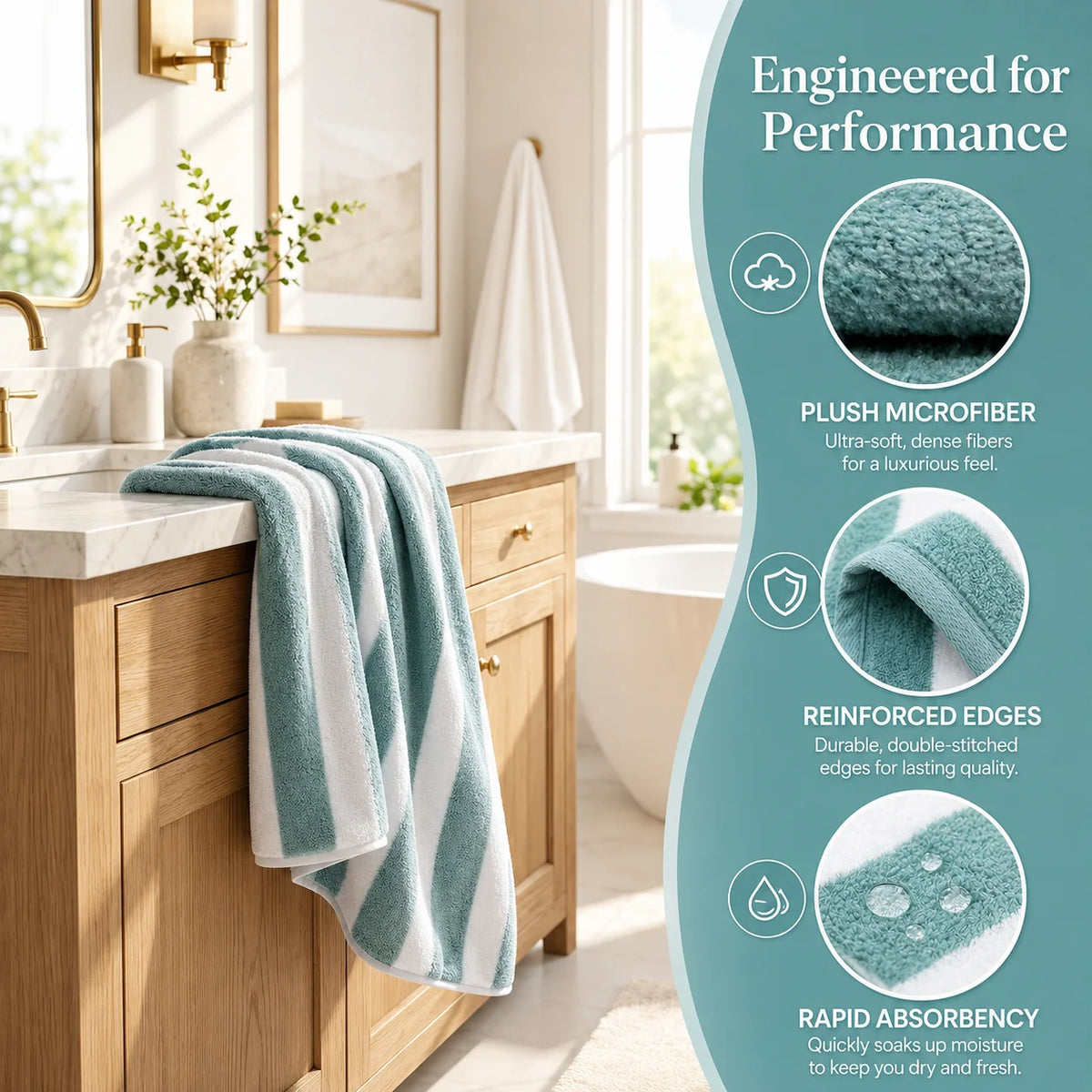 Ultra Absorbent 8 Piece Microfiber Towel Set Bathroom Spa Hotel