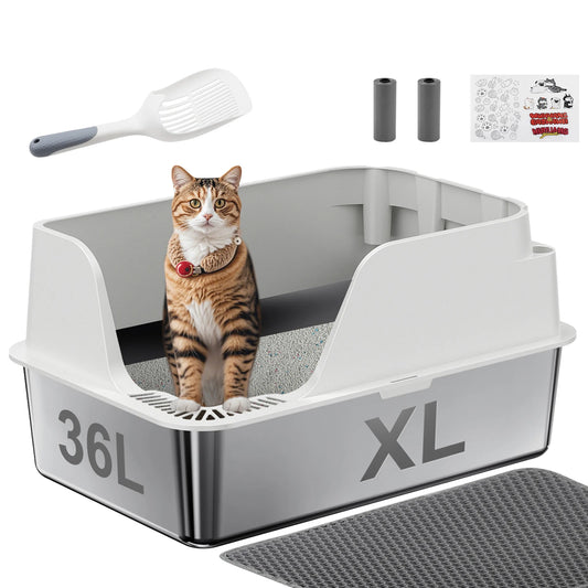 Stainless Steel Cat Litter Box With Leak Proof Splash Proof Design