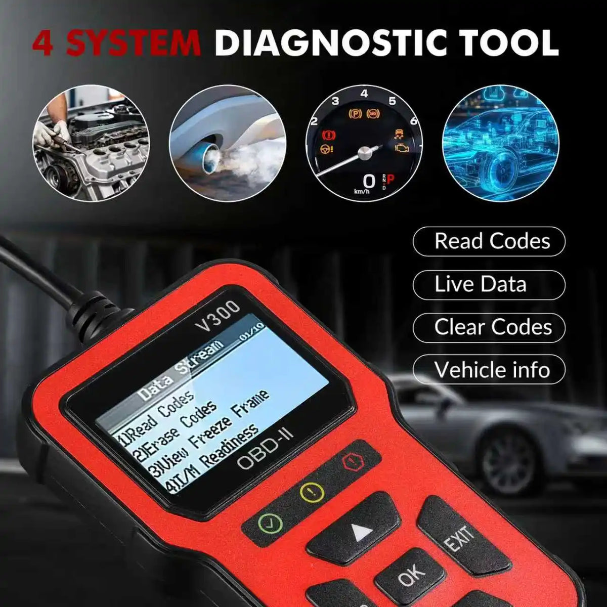 V300 OBD Scanner Car Diagnostic Tool With Color Screen Code Reader