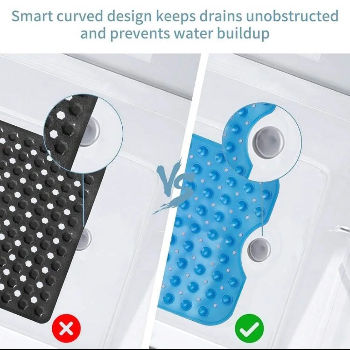 Non Slip Bathtub Shower Mat With Suction Cups Drain Holes