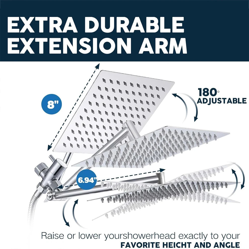 Quyanre Shower Head Combo High Pressure Rain With Extension Arm And Handheld