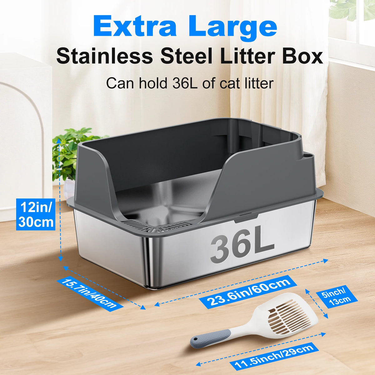 Stainless Steel Cat Litter Box With Leak Proof Splash Proof Design