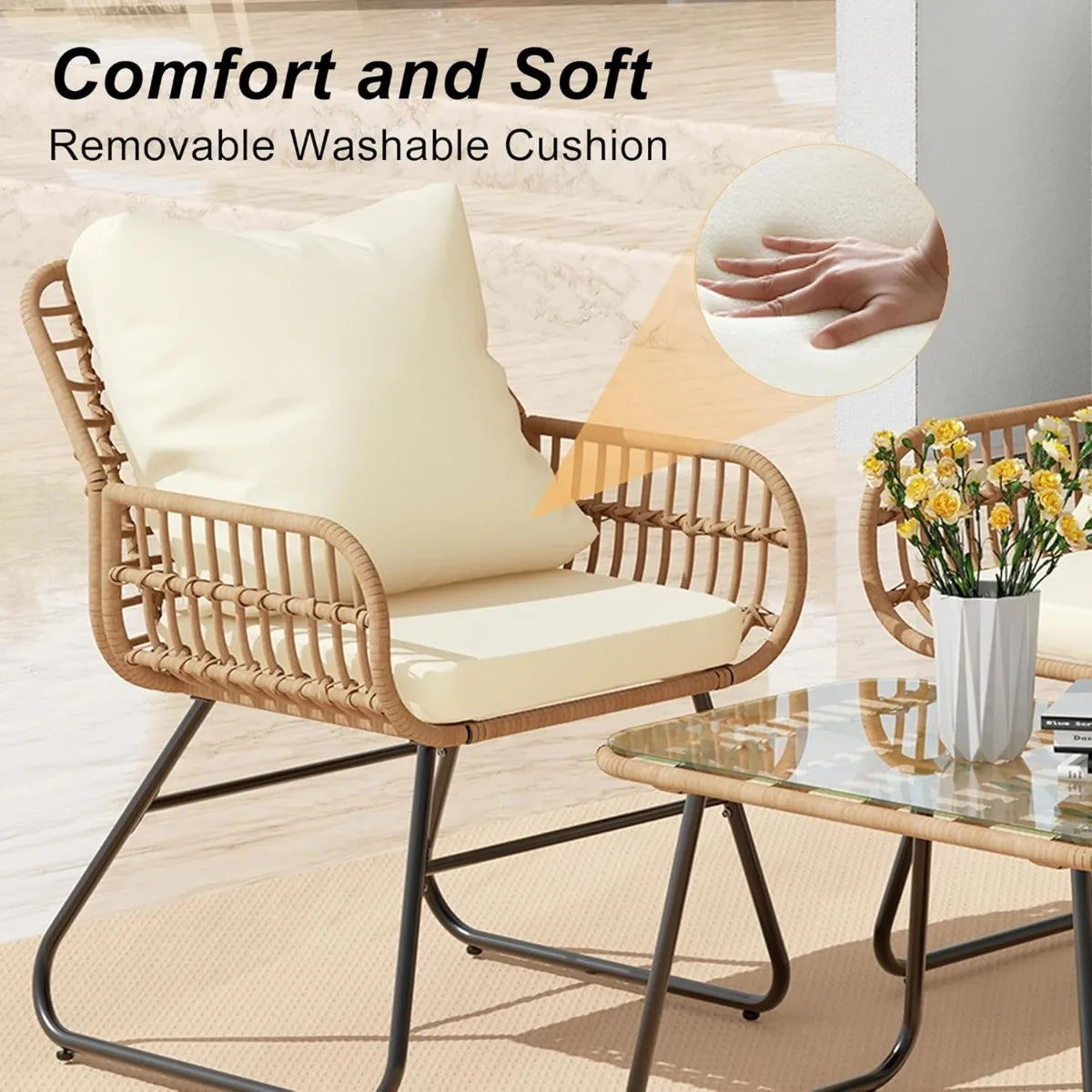 Xiuwo 4 Piece Outdoor Patio Furniture Set With Cushions