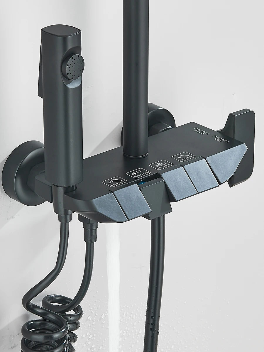Quyanre 4 Way Piano Shower System With Rain Shower Bidet