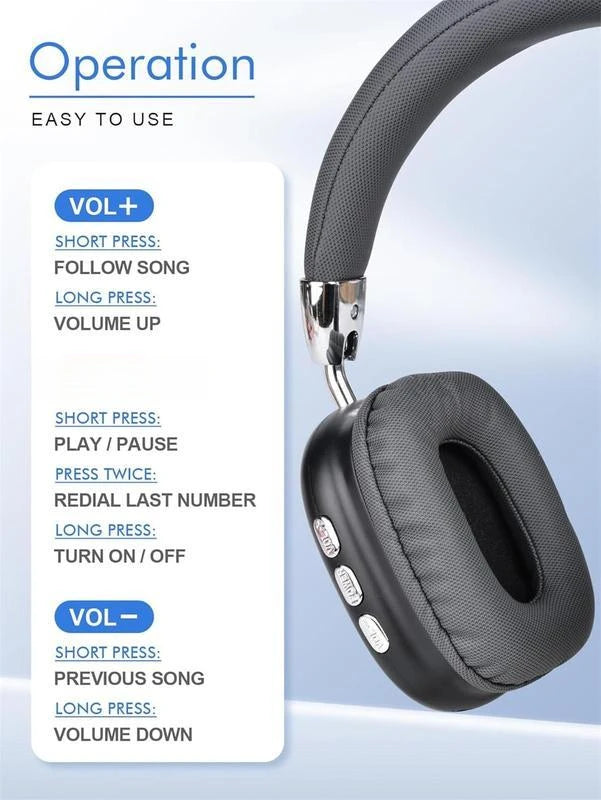 Wireless Bluetooth Headphones With Noise Cancellation And Foldable Design