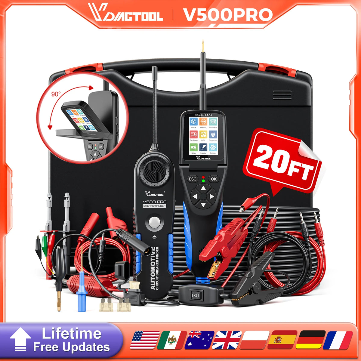 VDIAGTOOL V500PRO 2 In 1 Automotive Power Probe With Multimeter Injector Test