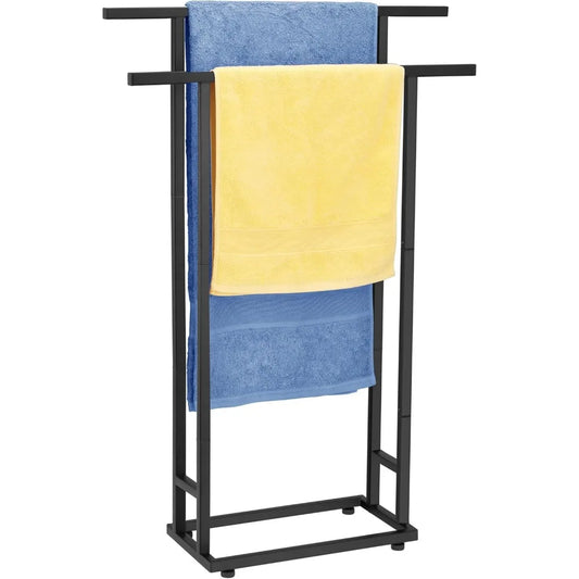 NBVCX Two Tier Free Standing Towel Rack For Bathroom Storage
