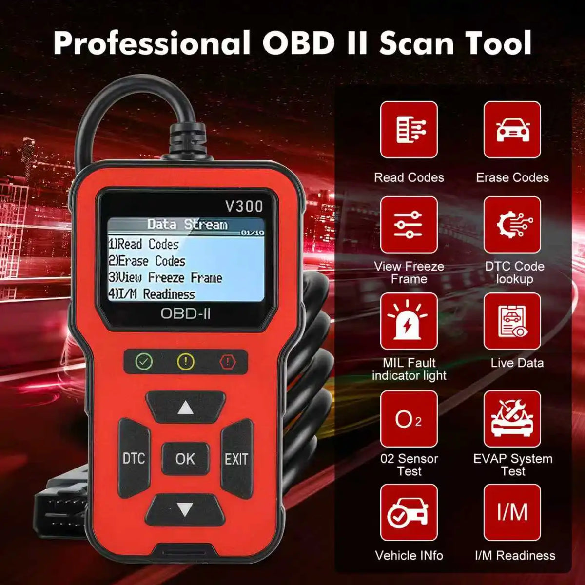 V300 OBD Scanner Car Diagnostic Tool With Color Screen Code Reader