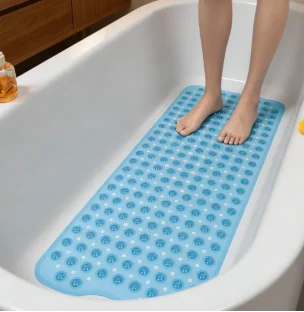 Non Slip Bathtub Shower Mat With Suction Cups Drain Holes