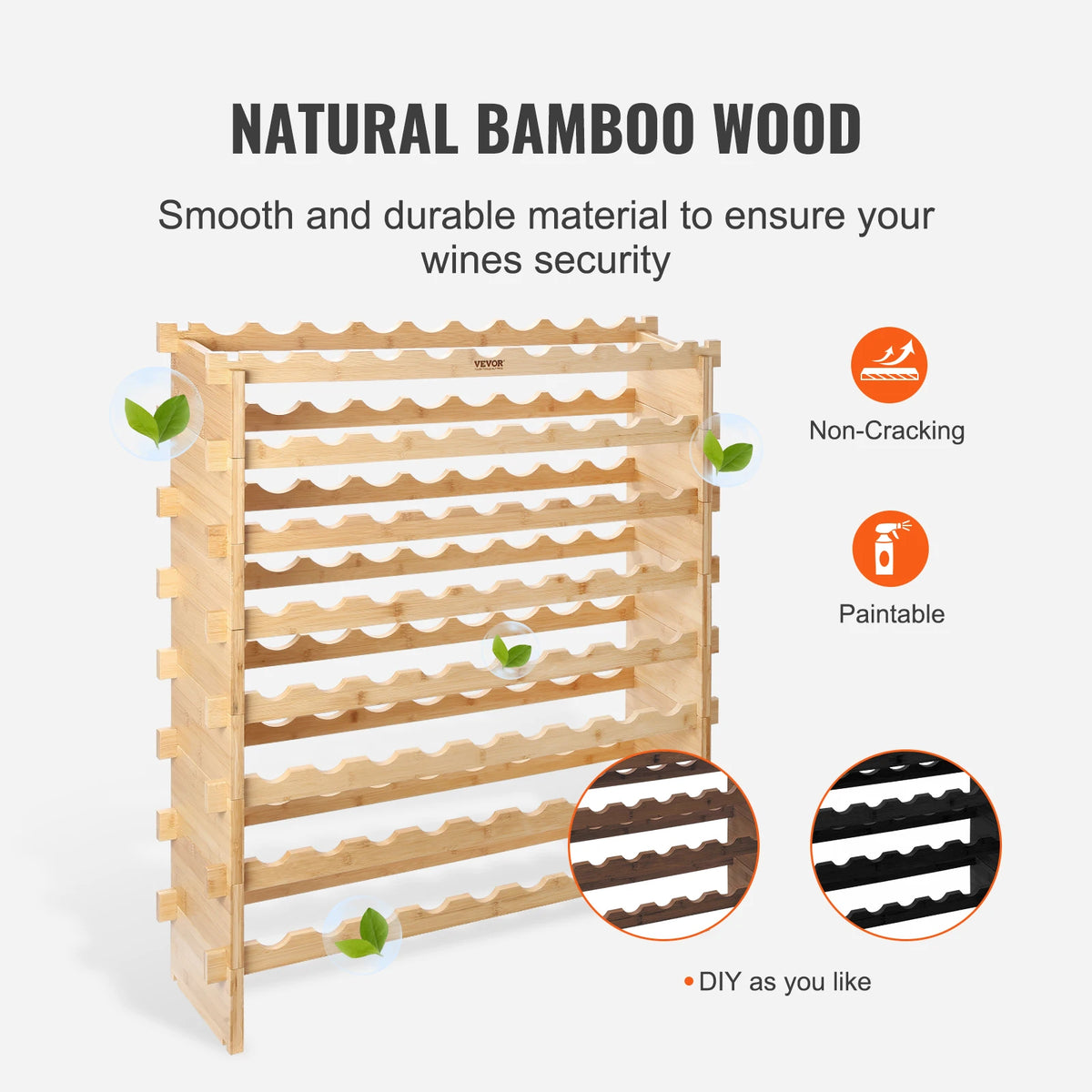 SucceBuy Bamboo Stackable Modular Wine Rack Free Standing Display