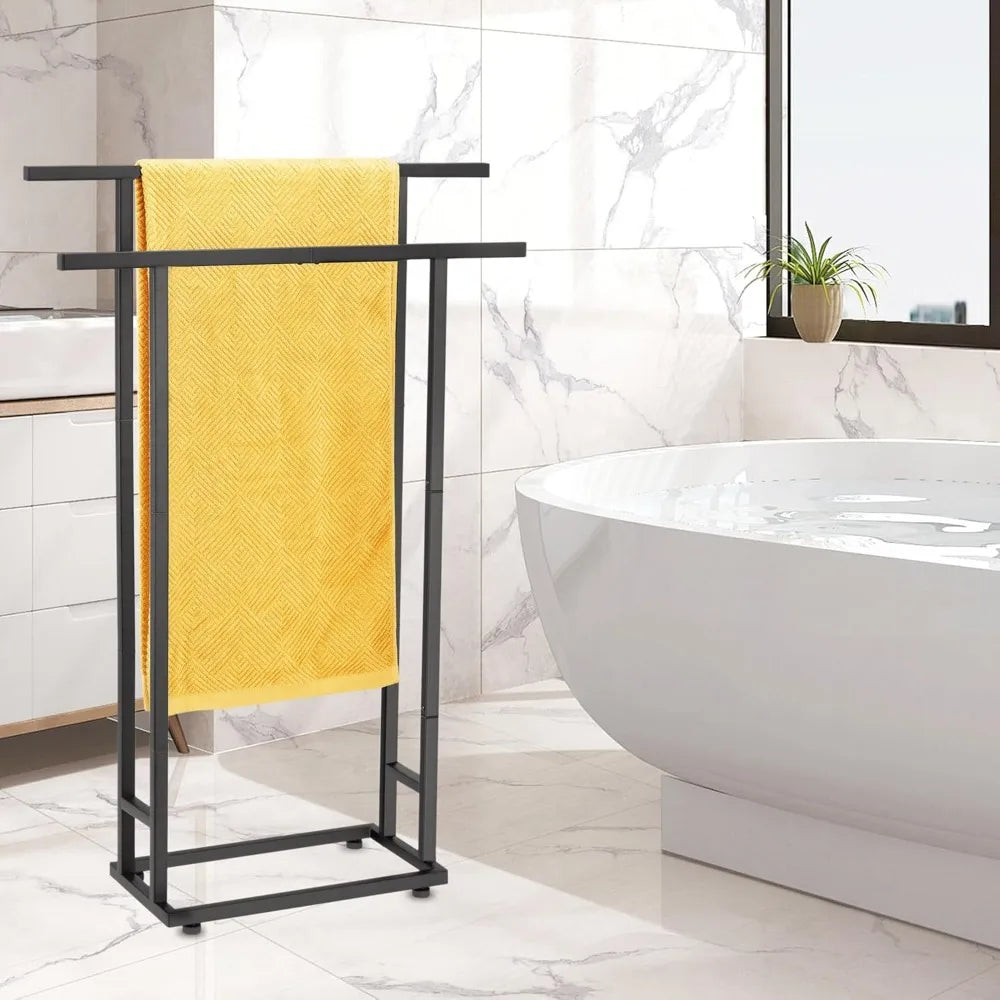 NBVCX Two Tier Free Standing Towel Rack For Bathroom Storage
