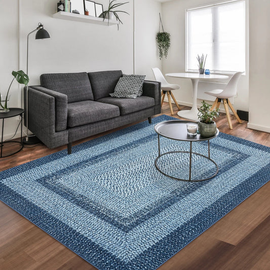 HiMISS Geometric Machine Washable Polyester Area Rug