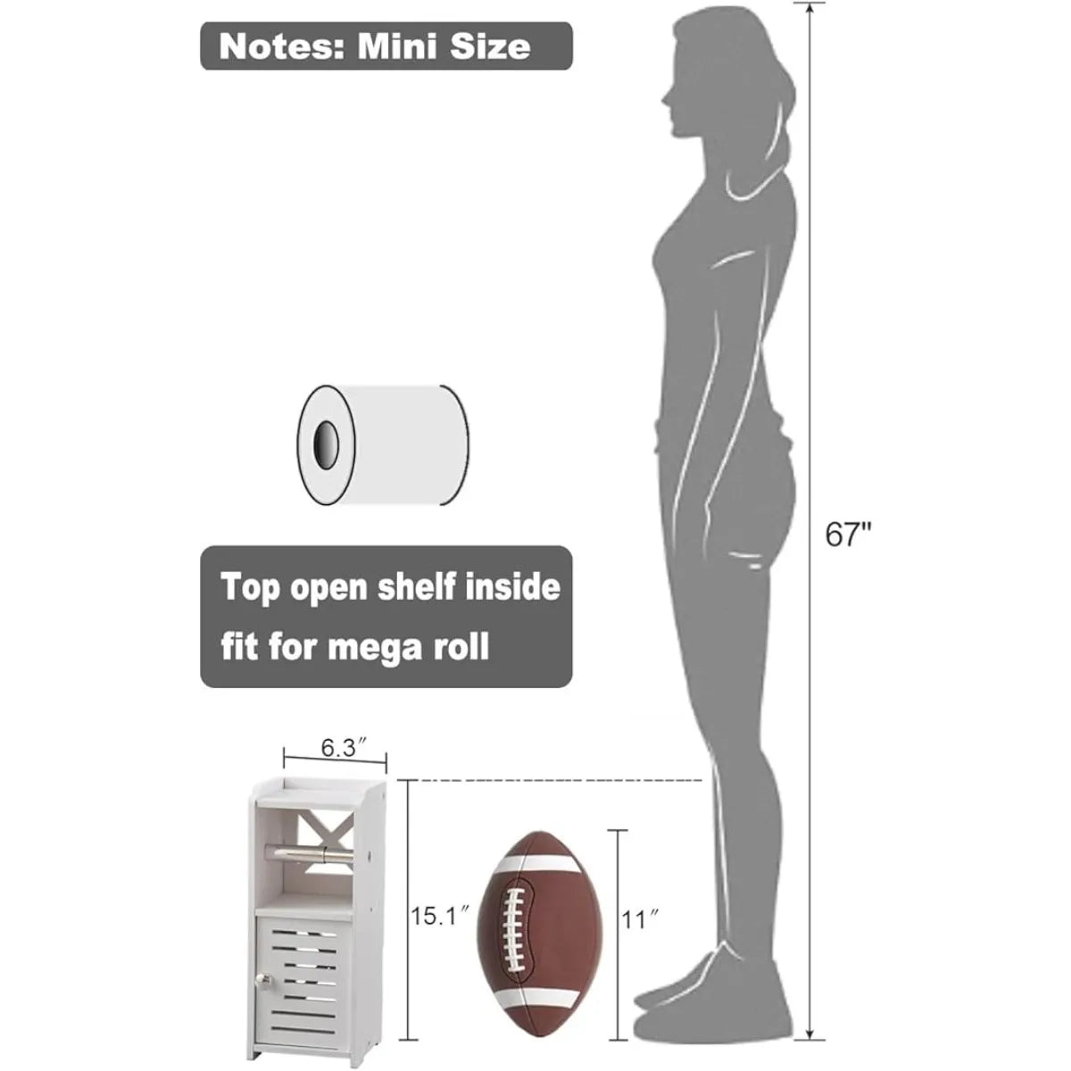 XIUWO Free Standing Toilet Paper Holder Stand PVC Bathroom Cabinet