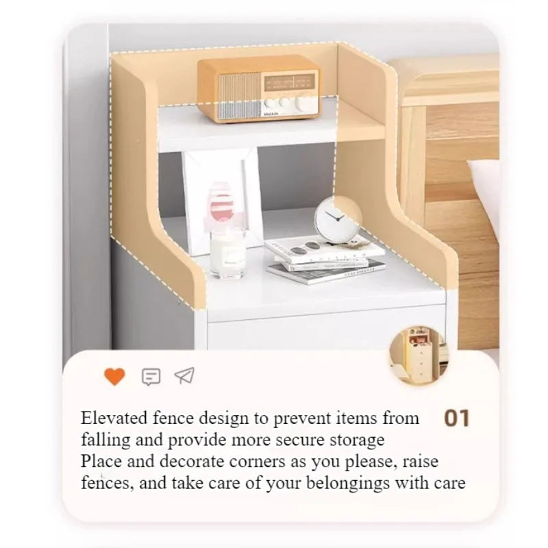 Liushaduola Modern Wooden Nightstand Slim Space Saving Bedside Table