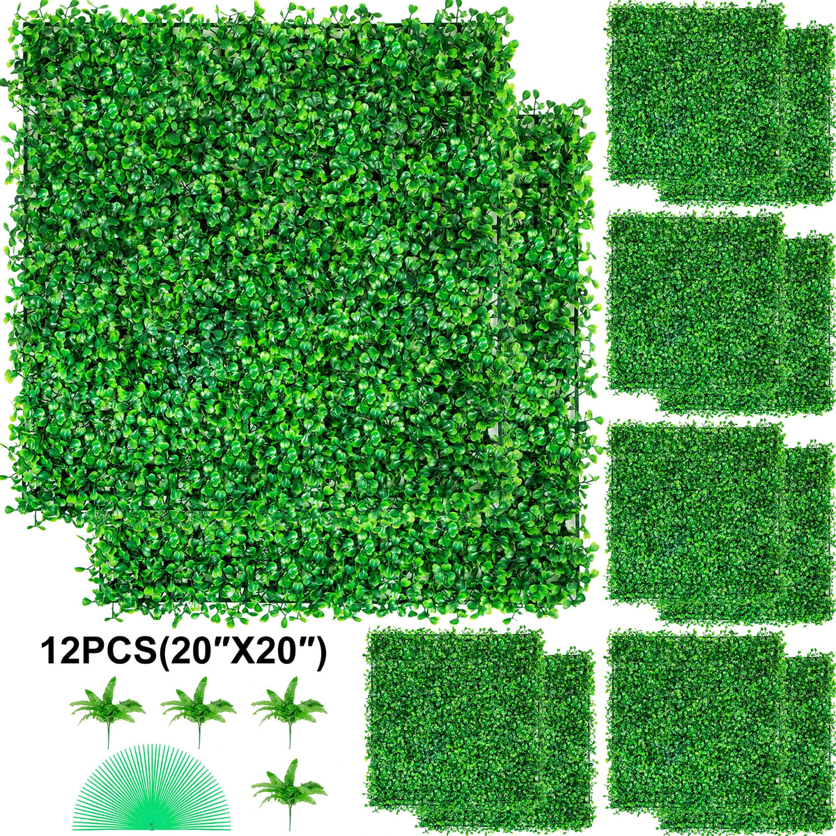 SucceBuy Artificial Boxwood Hedge Wall Panels For Privacy Backdrop