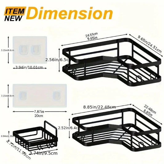 5 Pack Adhesive Shower Caddy Set Stainless Steel No Drilling