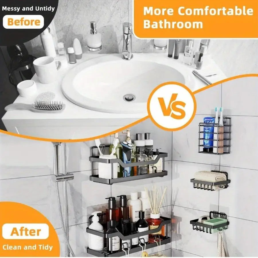 Adhesive Shower Caddy 3 To 5 Pack No Drilling Rustproof