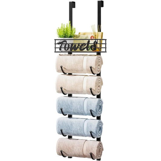 NBVCX 6 Tier Over Door Towel Storage Organizer Wall Mount