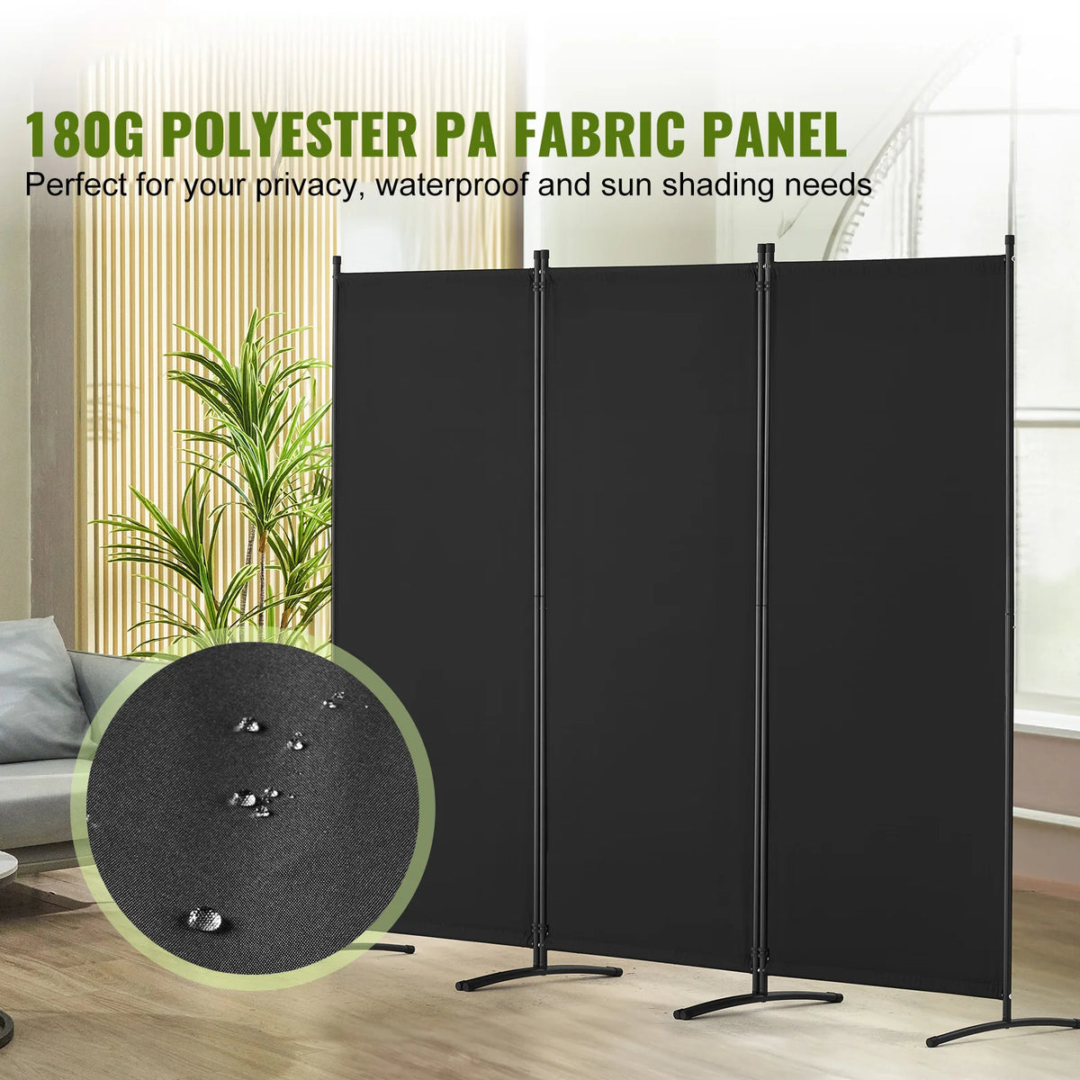 SucceBuy Modern Fabric Room Divider With Folding Privacy Screen