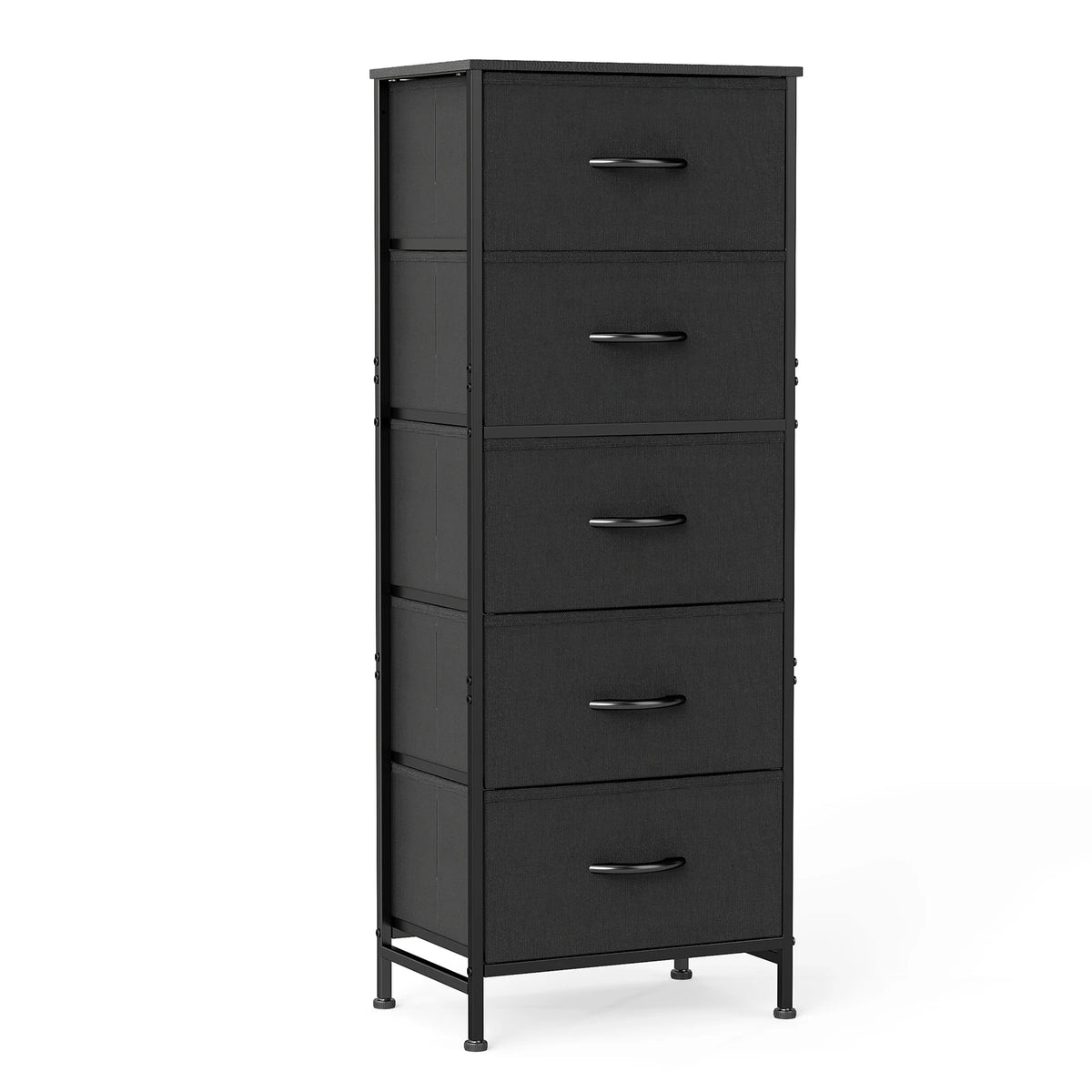 JHK Five Drawers Fabric Dresser With Steel Frame Cabinet