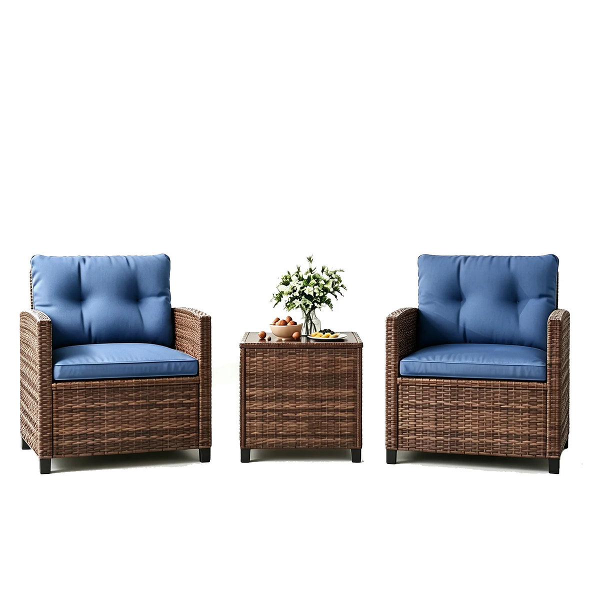 HiMISS Outdoor Wicker Patio Bistro Set With Coffee Table
