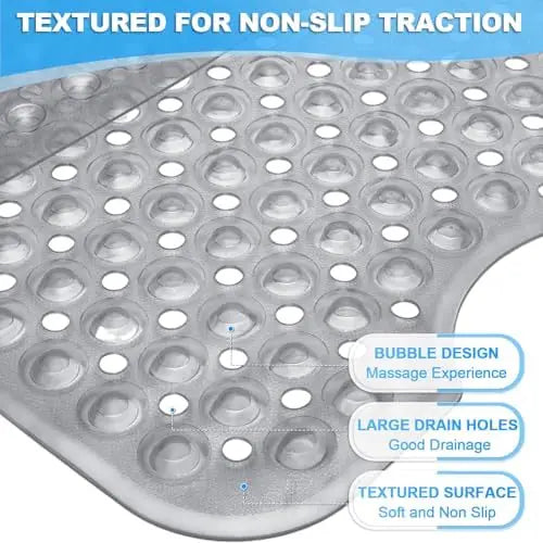 Non Slip Bathtub Shower Mat With Suction Cups Drain Holes